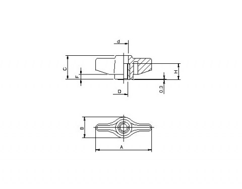 Flügelmutter GB FP - Technische Zeichnung | Kuala Kunststofftechnik GmbH